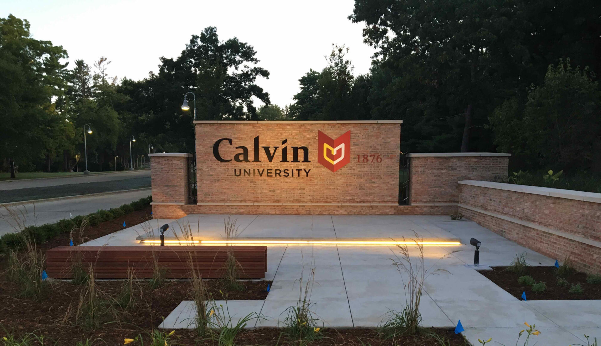 EV Construction Renovation Calvin University Main Entrance Education Project Management