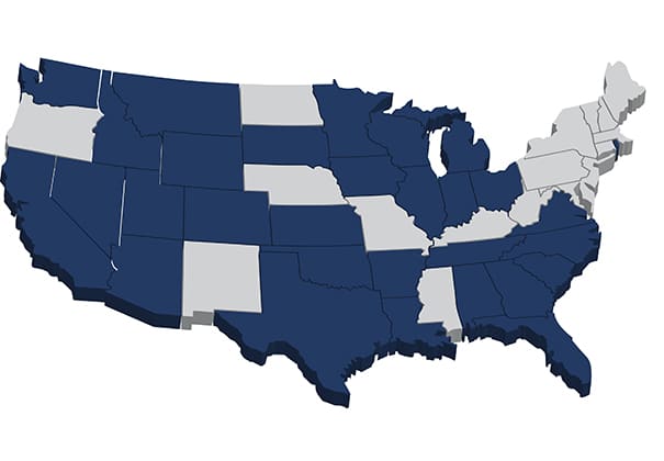 U.S. Map National Projects EV Construction