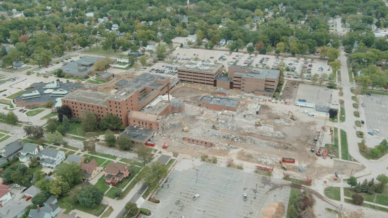 Demolition of Mercy Health Hackley Hospital Muskegon Michigan