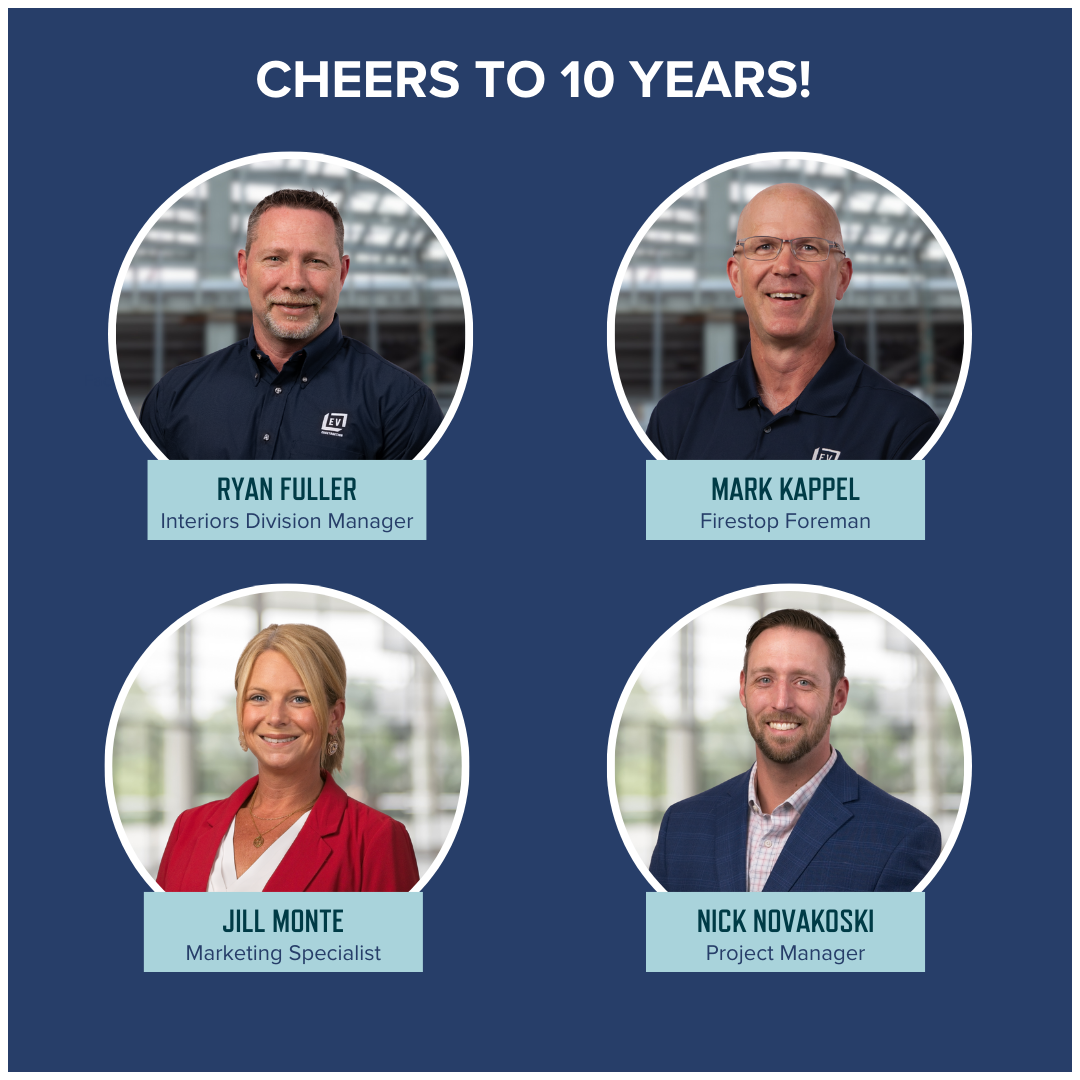 EV Construction Anniversaries Ryan Fuller Mark Kappel Jill Monte Nick Novakoski 